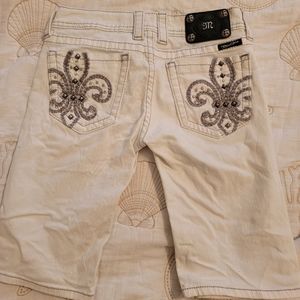 Miss Me White Bermuda Shorts 28